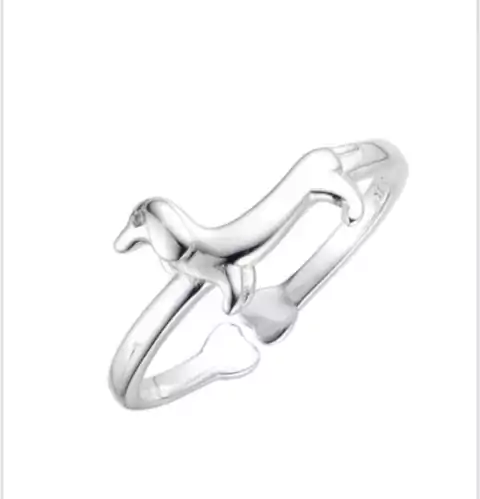 Anillo Perrito Salchicha Plata Importada