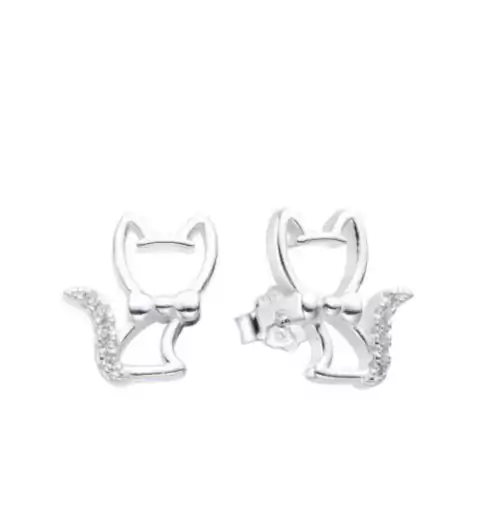 Aritos Pasantes Gatitos Plata Importada