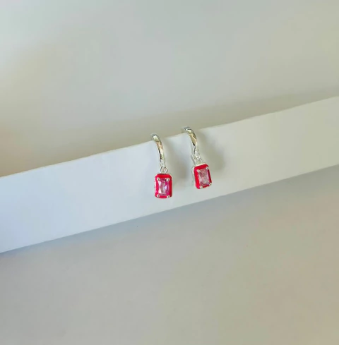 Argollitas Cubic Rectangular Plata Italiana - comprar online