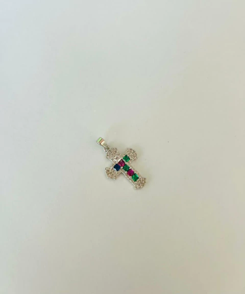 Dije Cruz con Cubic de Colores