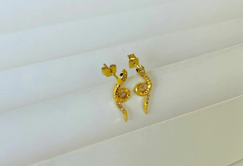 Aros Acero Dorado Serpiente