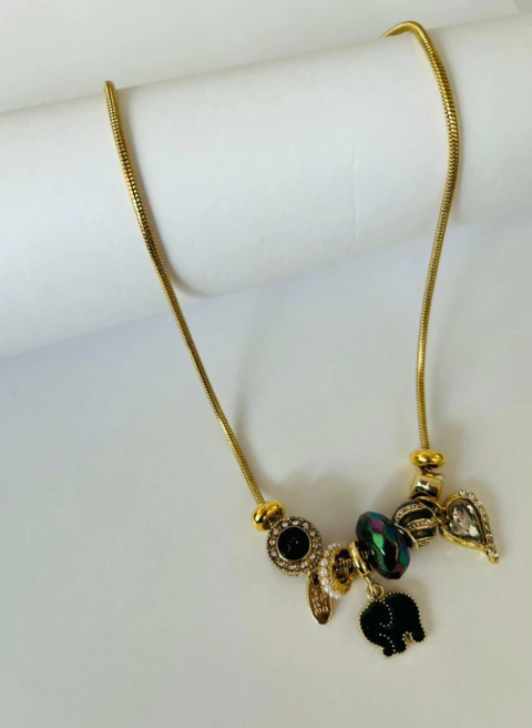 Cadena Pandor Elefante Acero Dorado