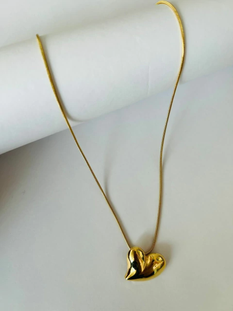 Cadena Corazon Acero Dorado