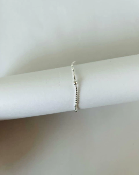 Pulsera Bolitas Elástica Plata Importada