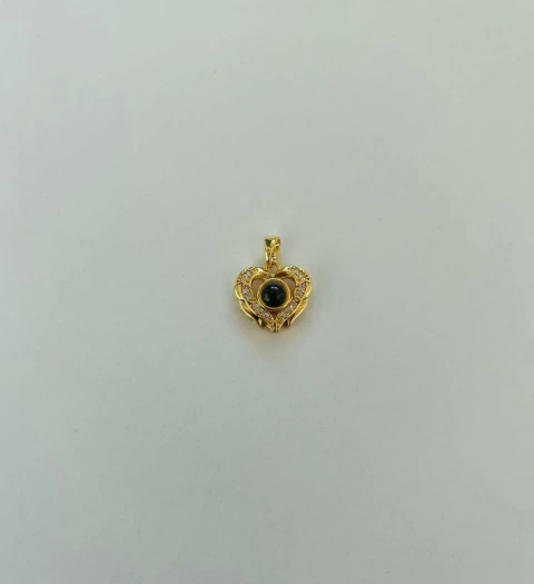 Dije Acero Dorado Corazon Strass