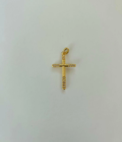 Dije Acero Dorado Cruz Strass