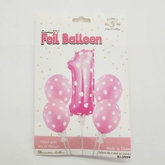 SET GLOBOS 1 AÑO ROSA