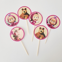 TOPPERS PARA CUPCAKES X 12 MASHA Y EL OSO - comprar online