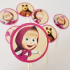 TOPPERS PARA CUPCAKES X 12 MASHA Y EL OSO