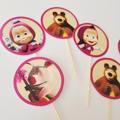 TOPPERS PARA CUPCAKES X 12 MASHA Y EL OSO - comprar online