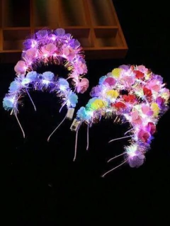 VINCHA CON FLORES Y LUCES LED x 6 - comprar online