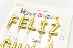 SET VELAS FELIZ CUMPLEAÑOS ORO - comprar online
