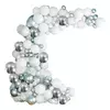 Arco Organico Globos 12" Blanco Y Plateado Cromado