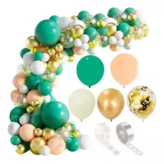 Arco Organico globos 12" Verde Tiffany Salmon Dorado Globo - comprar online