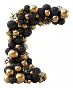 Arco Organico Globos 12" Negro Y Dorado Chrome