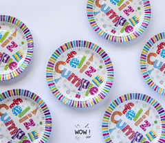 PLATOS POLIPAPEL FELIZ CUMPLE 17CM X 6 Unid
