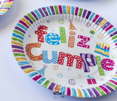 PLATOS POLIPAPEL FELIZ CUMPLE 17CM X 6 Unid - comprar online