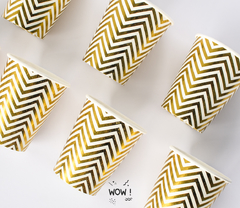 VASO POLIPAPEL RAYAS DORADAS X 6 - comprar online