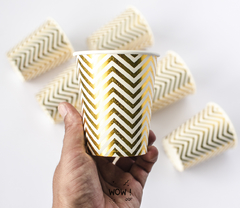 VASO POLIPAPEL RAYAS DORADAS X 6