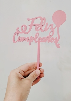 Cake Tooper Feliz Cumpleaños Rosa Gold