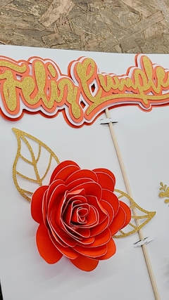 Cake Tooper Flores color Rojo en internet