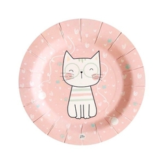 PLATO POLIPAPEL GATITO ROSA