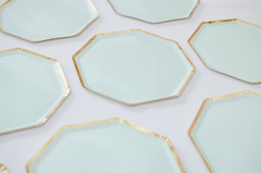 Plato Hexagonal Verde Aqua x 10