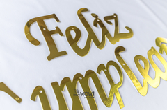 Banderín Feliz Cumpleaños Cursiva Dorado - comprar online