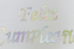 BANDERIN FELIZ CUMPLEAÑOS CURSIVA IRIDISCENTE