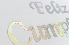BANDERIN FELIZ CUMPLEAÑOS CURSIVA IRIDISCENTE - tienda online