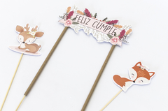 Tooper para Torta "Animalitos del Bosque Boho" - Muy WOW!