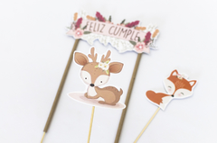 Tooper para Torta "Animalitos del Bosque Boho"