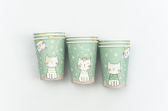 Vasos Gatito Verde - comprar online