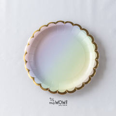 plato degrade pastel ondas doradas X 8