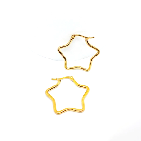 Argollas estrella Vienna con cierre Italiano ACERO DORADO
