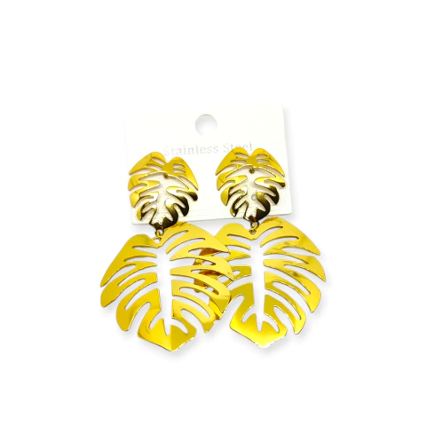 Aros MONSTERA ACERO DORADO