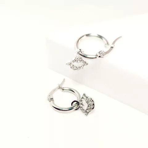 Argollas Gemma Boca con cubic (blanco) Acero Inox