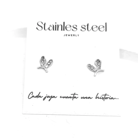 Aros orejitas con cubic ACERO QUIRURGICO