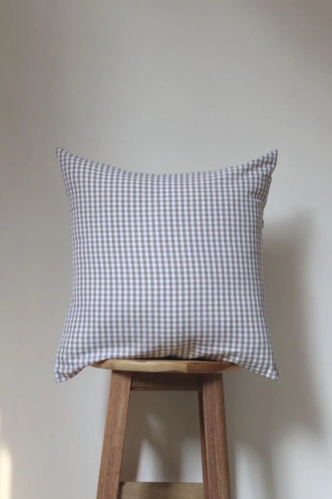 Capa de Almofada Simples | Xadrez Médio Bege Escuro | 100% Algodão | 45x45 | SOB ENCOMENDA