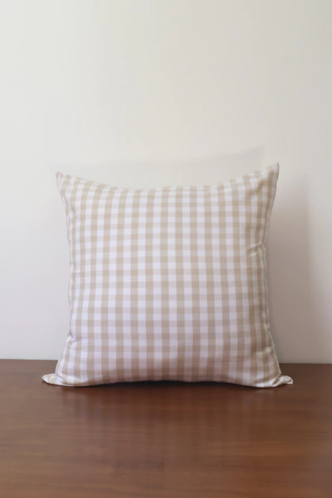 Capa de Almofada Simples | Xadrez Grande Bege Claro | 100% Algodão | 45x45 | SOB ENCOMENDA - comprar online