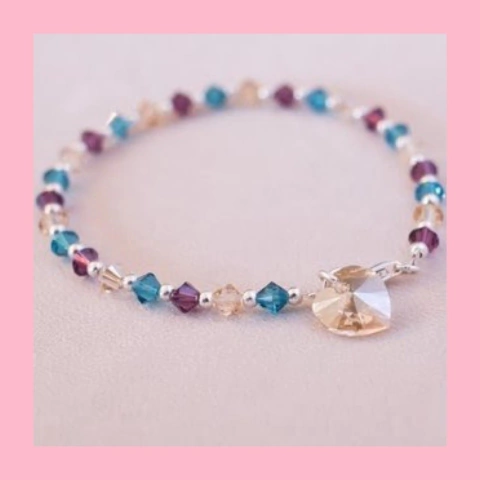 Pulsera de Cristal y Plata con Dije