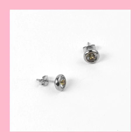 Aros Botón con Brillo