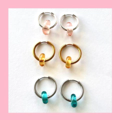 Argollas Cubanas con Donas de Vidrio Artesanal