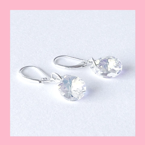 Aros Colgante de Gota de 12 mm en Cristal y Plata