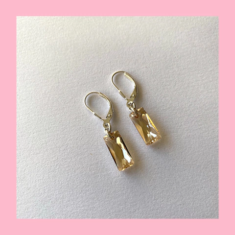 Aros Colgantes en Cristal y Plata