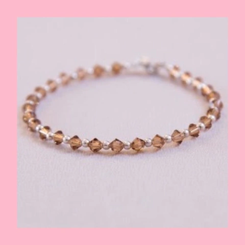 Pulsera de Cristal color Golden Shadon y Plata