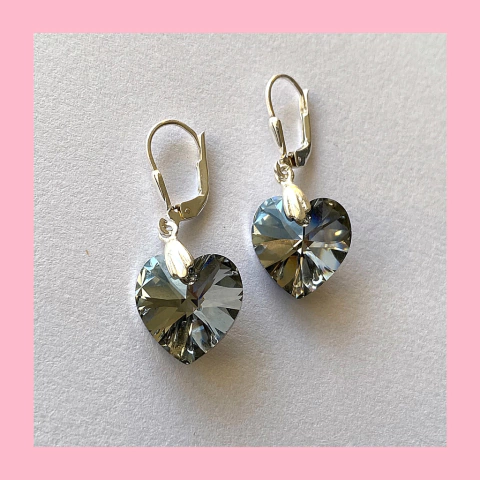 Aros Colgantes de Cristal y Plata