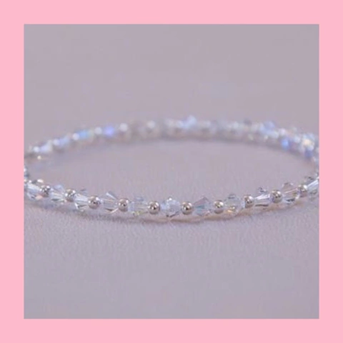 Pulsera de Cristal color Cristal y Plata