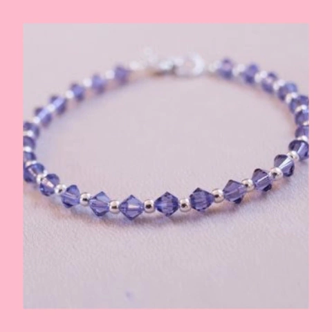 Pulsera de Cristal color Violet y Plata