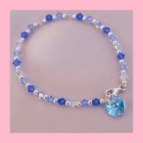 Pulsera de Cristal y Plata con Dije